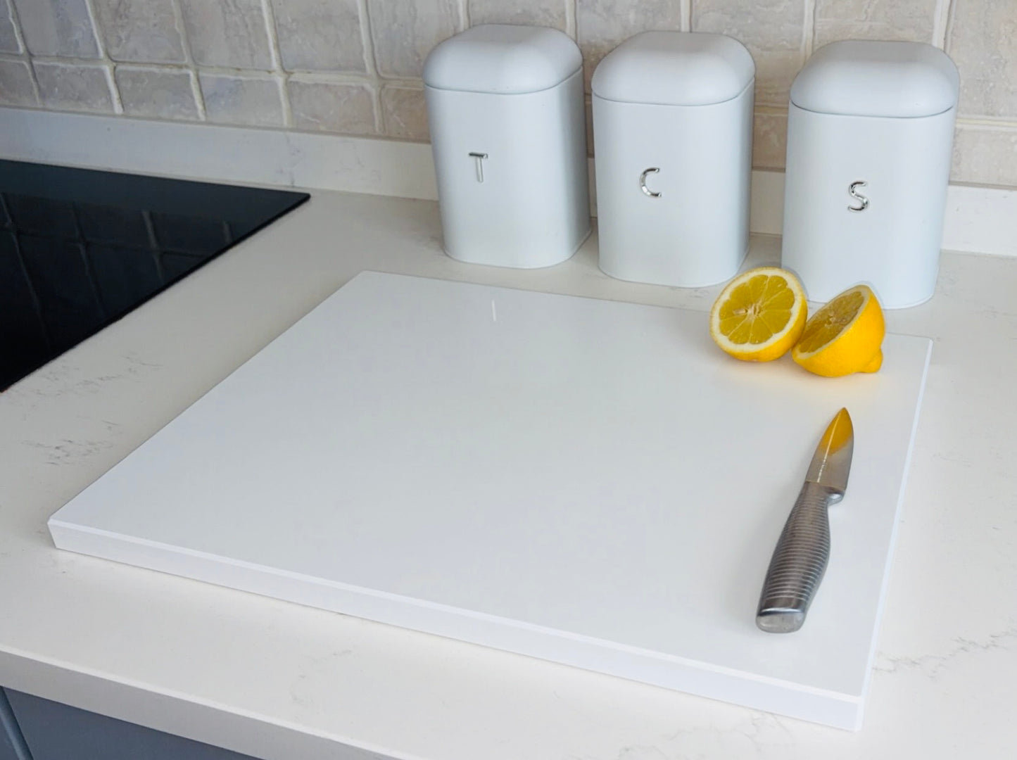 Pure White Quartz Stone Chopping Board