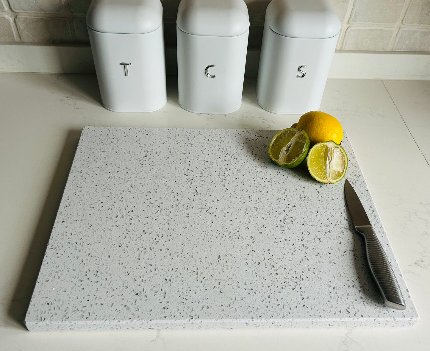 White Mirror Quartz Stone Chopping Board