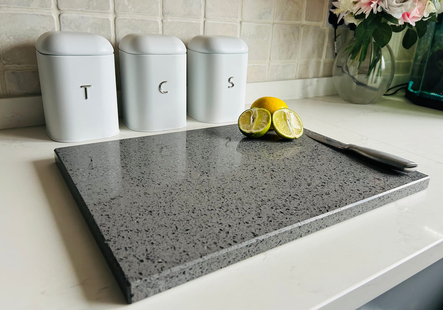 Grey Mirror Quartz Stone Chopping Board