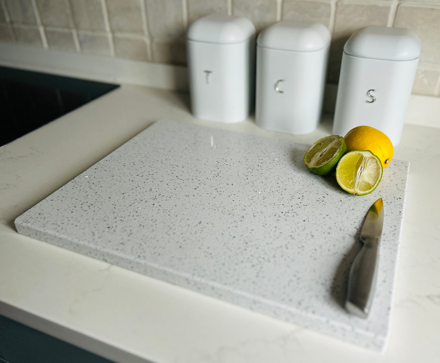 White Mirror Quartz Stone Chopping Board