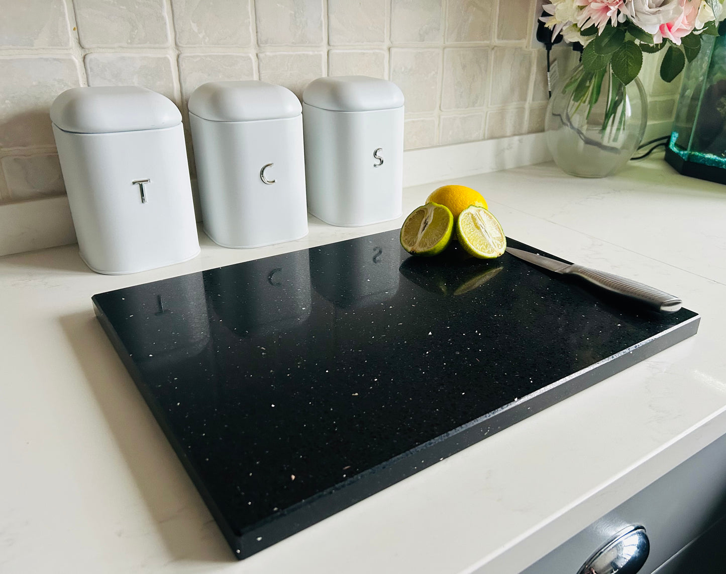 Black Mirror Quartz Stone Chopping Board