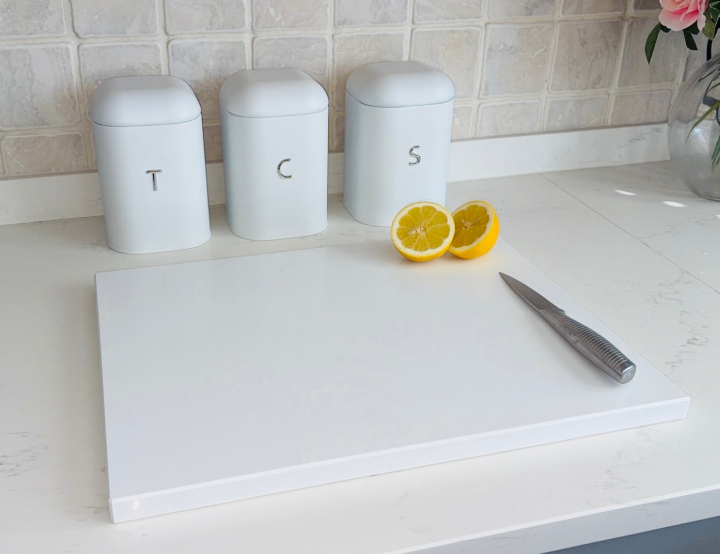 Pure White Quartz Stone Chopping Board