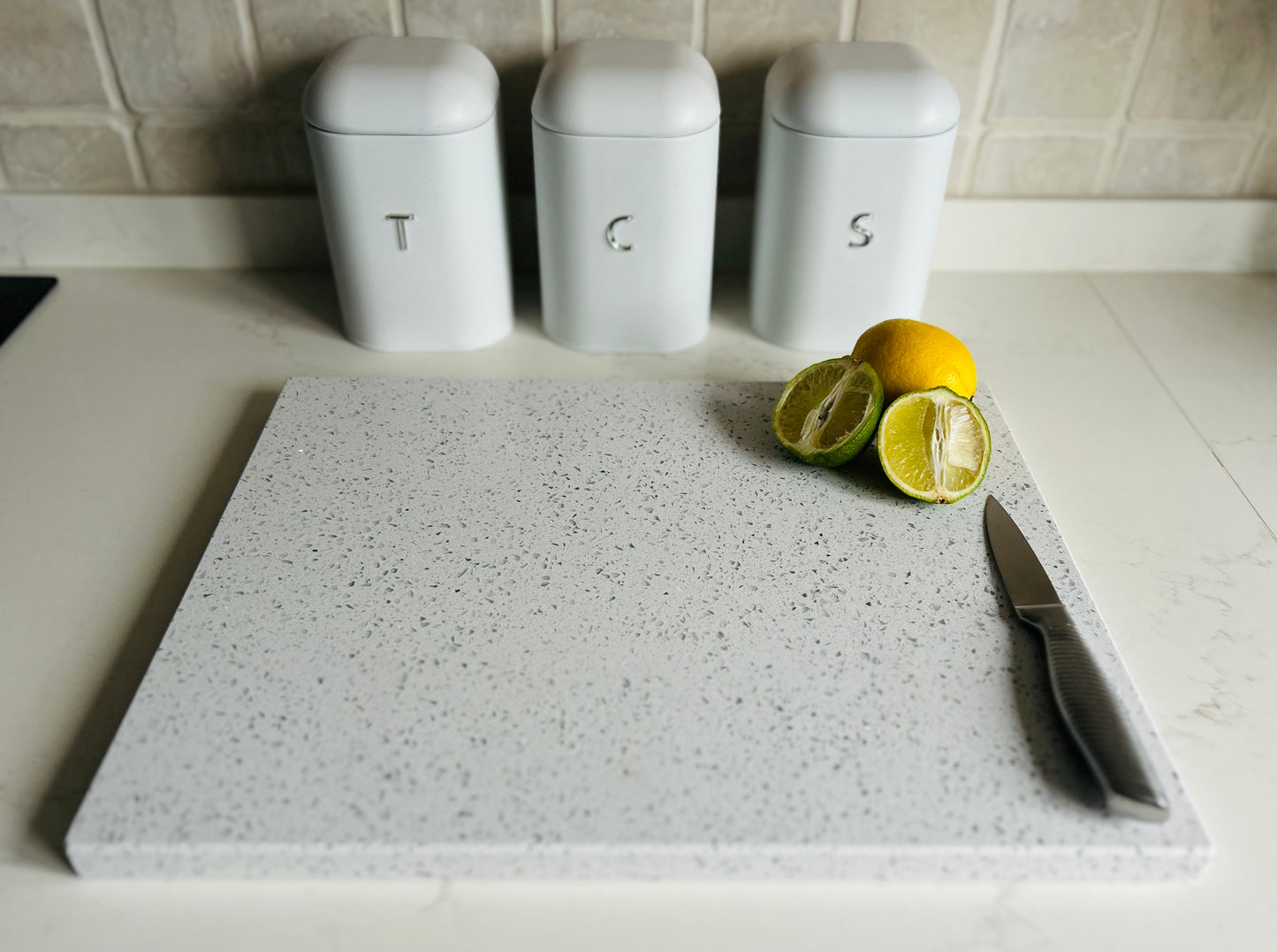 White Mirror Quartz Stone Chopping Board