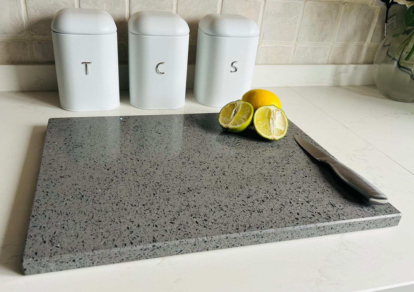 Grey Mirror Quartz Stone Chopping Board