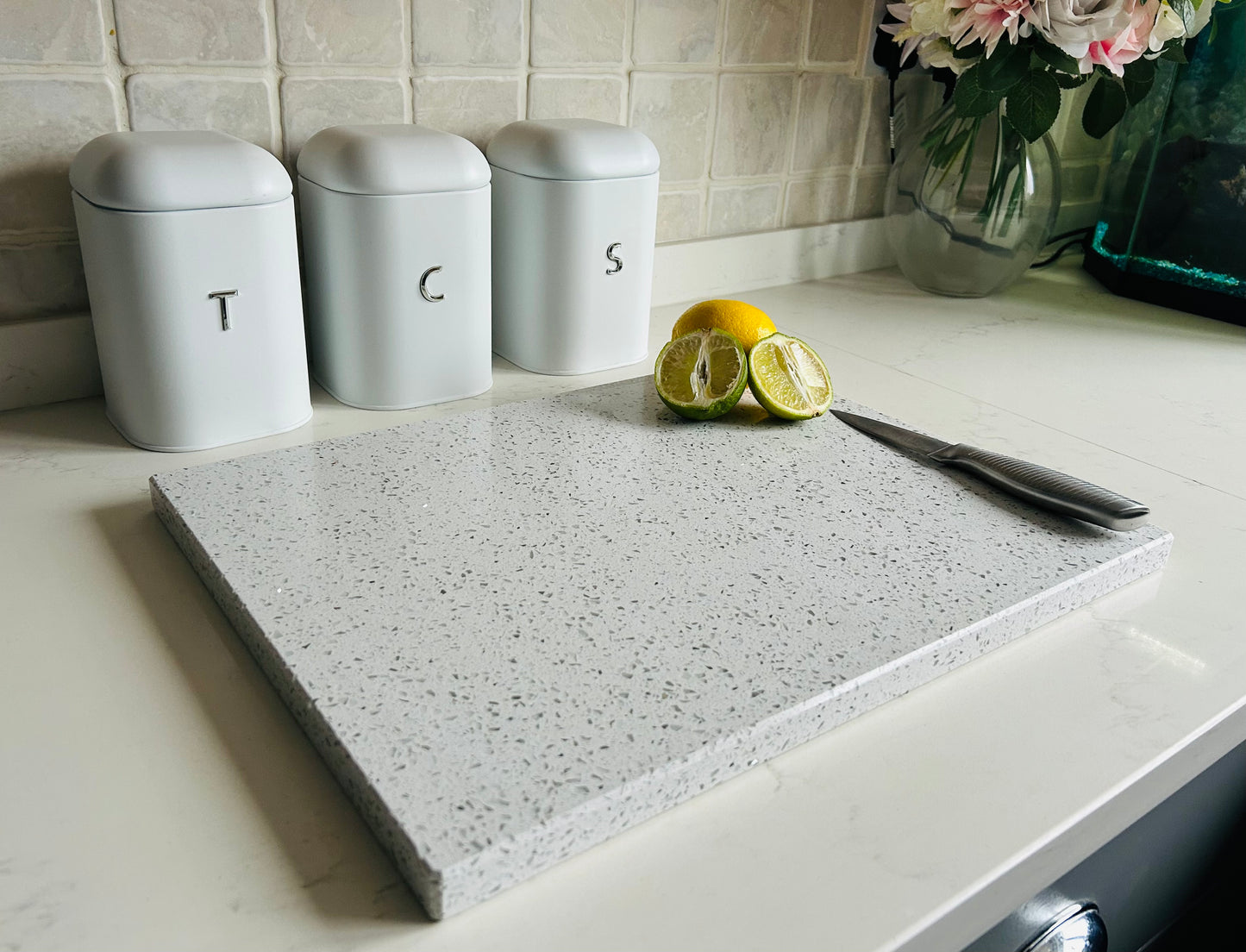 White Mirror Quartz Stone Chopping Board