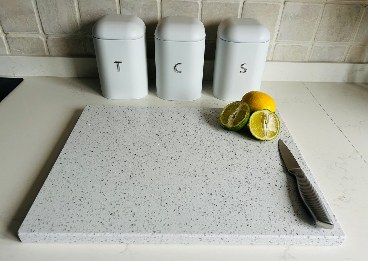 White Mirror Quartz Stone Chopping Board