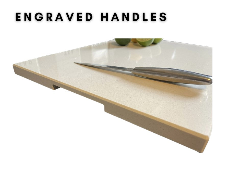 Engraved Handles Quartz Stone Chopping Board