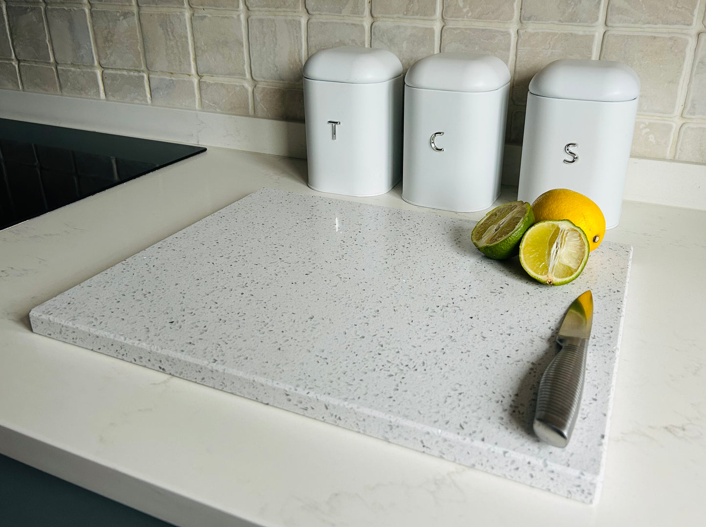 White Mirror Quartz Stone Chopping Board